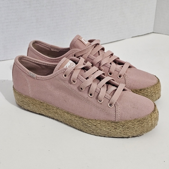 Keds Womens Pink Triple Kick Canvas Jute Sneaker - Picture 2 of 12